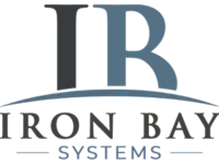 An arch under the letters I and B with the words Iron Bay Systems spelled out underneath